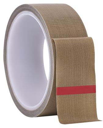 Misuyue 30mm Teflonband, Hitzebeständiges PTFE Klebeband, 0.18mm Dicke Brau | Teflon Klebeband Glasgewebeband für Vakuumiermaschine Impulsversiegeler, Hitzebeständiges bis 300℃
