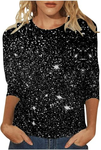 Hauts à paillettes pour femmes en sequins pour sortir, tee-shirts scintillants d'été décontractés pour femmes, tops sport lâches 2025, t-shirts à paillettes, t-shirts à manches longues décontractés et