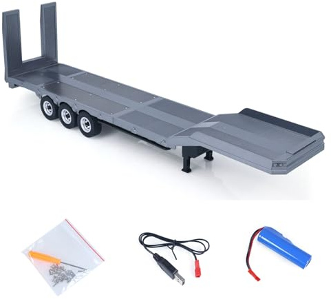 TOUCAN RC HOBBY Plastic Semi Trailer Flatbed 1502 for 1/18 Remote Control Tractor Truck HUINA 1501 Electronic Support Legs Tail Board for Adult