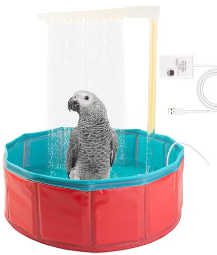 FlidRunest Bird Automatic Bath Shower, Portable Bird Bathtub with Pump, Parrot Bath tub Contains Circulating Controller, USB and Pump, Pool Bathing Tub for African Grey Conure Lovebird Parakeet