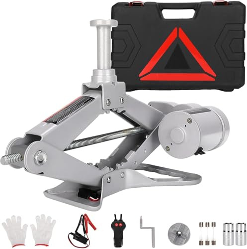 ROGTZ Electric Scissor Car Jack Kit, 2 Ton 12V Portable Auto Car Lift with 37 cm Range for SUV/Sedan, Floor Jack for ire Change & Roadside Emergency