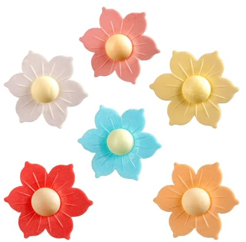 dekora 100 flores comestibles de oblea Decoración para tartas, cupcakes y postres – Colores surtidos, 5 cm – Sin gluten, sin lactosa, sin azúcar – Apto para vegetarianos – Caja profesional