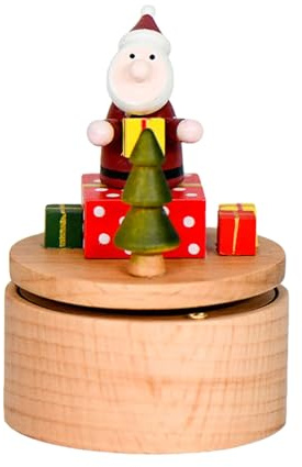 Scatole musicali girevoli in legno fatte a mano Decorazioni natalizie Babbo Natale mulini a vento albero di Natale regalo di compleanno festival Dio della ricchezza scatole musicali