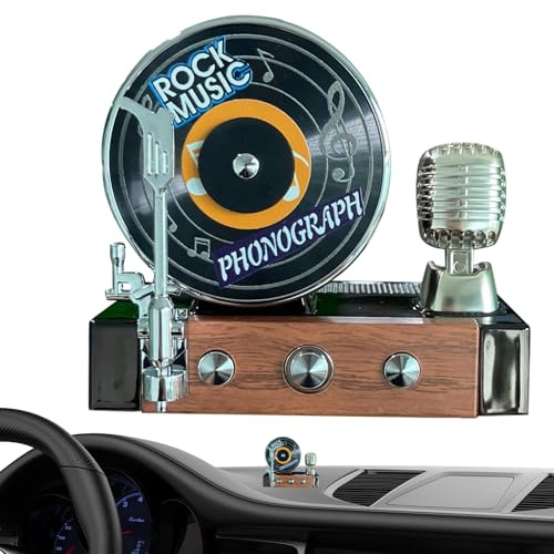 Record Player Air Freshener Car | Retro Air Fresheners Vent Clips | Solar Powered Aromatherapy Scent Creative Retro Decoration for Adult Interior Automotive