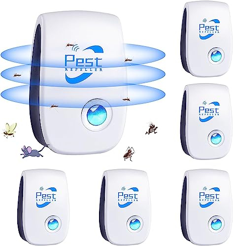 Répulsif Ultrason Anti-Rongeurs Insectes, 6 Pack Ultrason Anti Moustique Ultrason Souris et Rats, Intérieur Répulsif Électronique Insectes pour Souris, Rats Fourmis Araignées Moustiques