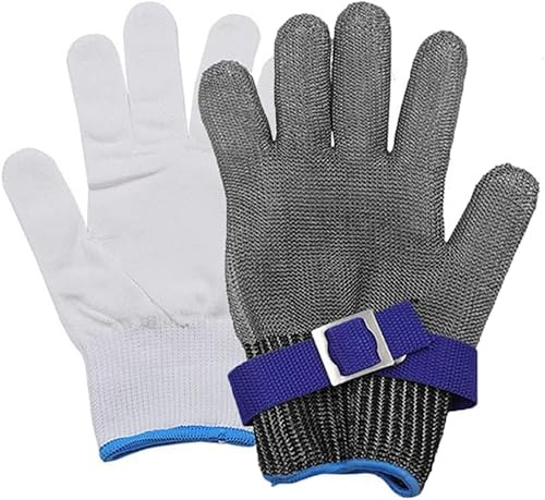 Sécurité au travail Gants anti-coupure Gants résistants aux coupures en métal, Gants de travail de sécurité for la coupe de viande d'abattoir de cuisine de sécurité alimentaire, 7 tailles(XL/26.5CM)
