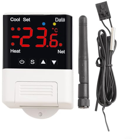 Oniissy WiFi Digitales Thermostat 110V-230V 10A Fernbedienung Temperaturregler für Aquarium Aquarium Aquarium Inkubator Gewächshaus Heizung Kühlsystem (A)