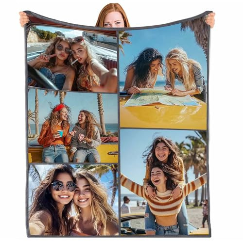 Personalisierte Decke mit Foto und Text Fotodecke Selbst Gestalten Kuscheldecke mit Bilder Flanell Weihnachtsdecke Gemütliche Sofadecke Weich Wohndecke für Mama Papa Kind Haustier Freund, 100x150cm,D