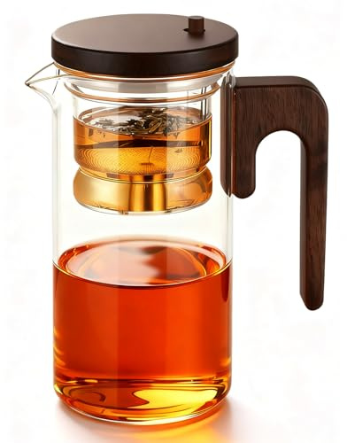 Behogan 800ml Glas-Teekanne mit Teesieb: Hochwertiges Borosilikatglas, Magische Wassertrennung Teekanne für losen Tee, Transparent, für Haushalt, Büro und Hotel