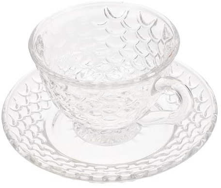 OSALADI Ensemble Tasse à Café en Verre Transparent 101-200 Ml sous-Tasse Service de 2 Pièces pour Thé Café et Boissons Chaudes Design Ergonomique Adapté Usage Quotidien