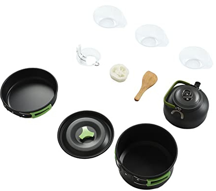 Juego de Utensilios de Cocina para Acampar de óxido de Aluminio para 1 a 3 Personas, Kit de desorden para Cacerola al Aire