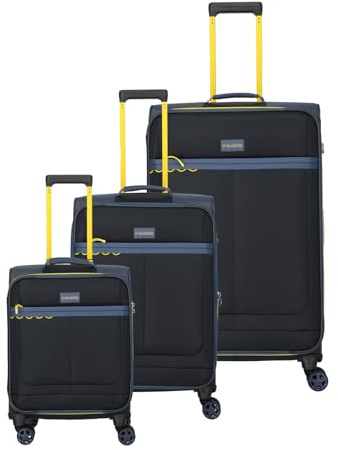 Travelite Weichschalenkoffer Set Color Craze, 3-teilig, S/M/L, mit TSA Kombinationsschloss, Dehnfalte (Größe M), 4 Doppelrollen, Koffer Set mit Handgepäck