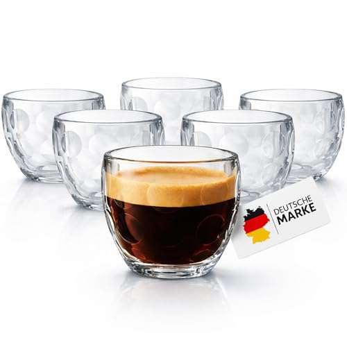 My-goodbuy24 Espressotassen Glas 80ml - 6er Set - Espressogläser Mokkatassen – dickwandig & kristallklar – robuste Espresso Gläser für Siebträgermaschine & Kaffeevollautomat