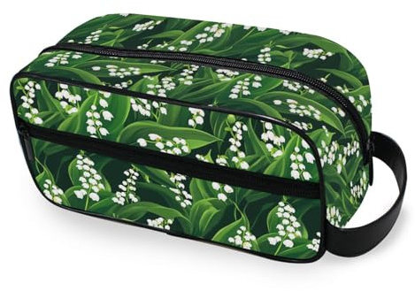 tplaotee Lily Of The Valley Beauty Summer Flowers Portable Makeup Bags with hanging hook Essentials Capacity Travel Cosmetic Bag Vertical Free-Standing
