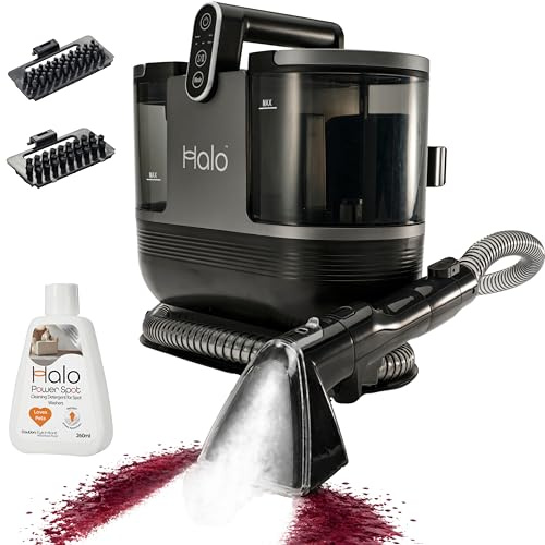 Halo Heated Carpet Cleaner with The Power of Steam | Power Spot Detergent Included | Spot Cleaner & Upholstery Cleaner | Heated Water up to 60C for Improved Hygiene |Steam Function for Stains & Spills