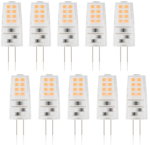 Klighten Lampadine LED G4, 3W Lampadine G4 LED Equivalente 30W Lampada Alogena, Bianco Caldo 2700K 350LM G4 LED Risparmio Protezione Occhi Angolo a fascio 360 ° Non Dimmerabile, Set di 10