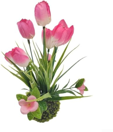 Fleur de tulipe en plastique avec base boule de mousse pour balcon, terrasse, entrée, décoration sur le thème du printemps
