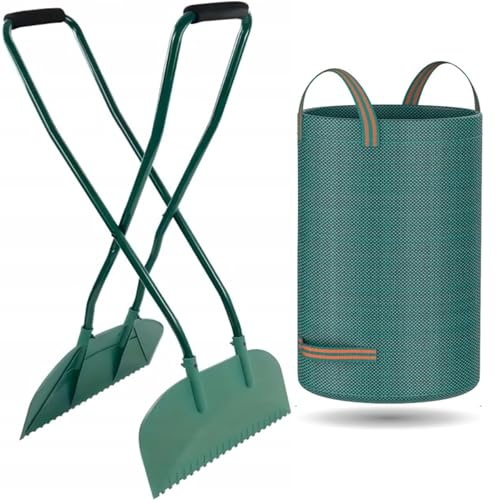 Generisch Laubgreifer mit Stiel Ergonomisch 95 cm mit GRATIS Gartensack 272L – Laubsammler Garten Greifer für Blätter, Gras & Gartenabfälle