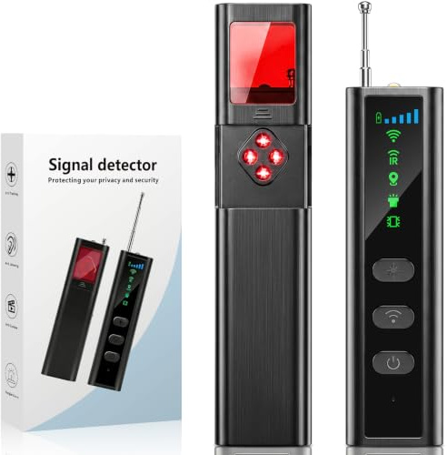 Nexpho Detector de Dispositivos Ocultos Detector de Camaras y Microfonos Ocultos con 5 Niveles de Sensibilidad Detector de Bichos GPS Spy Finder Cámara Oculta Láser para Hoteles Oficina y Hogar
