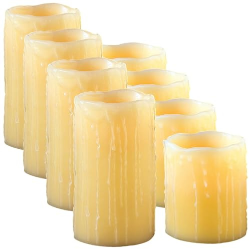 Britesta LED-Wachs-Kerzen: 8er-Set LED-Echtwachskerzen Glow by Blow, Luftzug-Sensor, 10 & 15 cm (Echtwachskerzen zum Auspusten, Kerzen mit Pustfunktion)