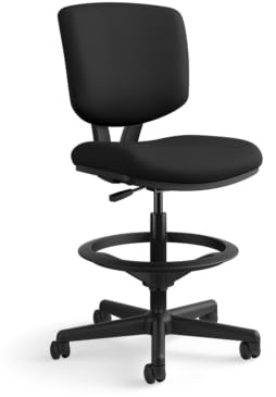 HON Volt Standing Desk Chair, Fabric Home Office Chair with Foot Rest, Armless, Ergonomic Recline and Center Tilt, for Computers, Offices, Work, Black