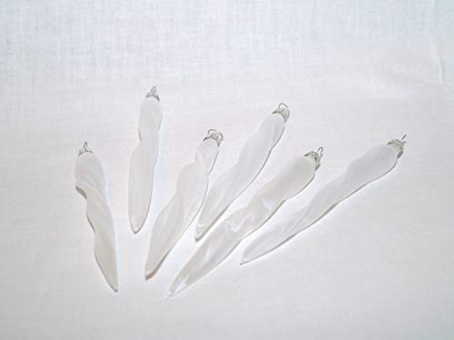 Jingle Bells Lauscha Hängender Eiszapfen weiß 6 Stck. Glas Hängeschmuck Weihnachten