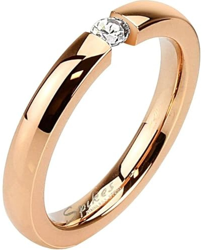 Mianova Damen Ring Verlobungsring Edelstahl mit weißem Kristall Stein in Diamant Form