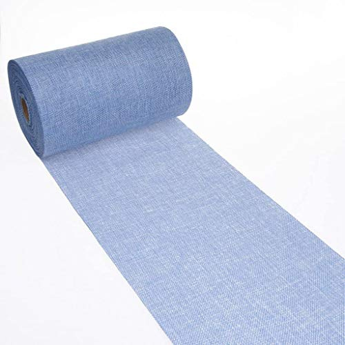 DEKO AS Shabby Chic Leinenoptik Tischläufer, Polyester geruchsneutral, Hellblau, 20 cm x 5 m