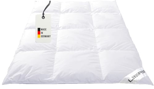 Luxusfeder Daunendecke Bettdecke 135x200 cm - 1320 g - Winter - extra warm 100% Gänsedaunen Klasse I - Federbett - Made in Germany