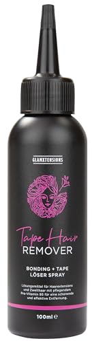 GlamXtensions Bondinglöser und Tape in Lösemittel Spray für Hair Extensions, Perücke, Haarteil und Haarverlängerung. Remover Bonding Tapeband Entferner Lösungsmittel 100ml - Made in Germany