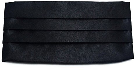 Simpowe Men's Solid Multi-color Silk Cumberbund, Black, One Size