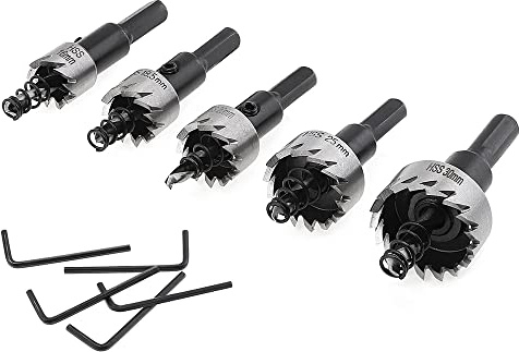 OriGlam 5pcs 16-30MM HSS Drill Bit Hole Saw Set, Stainless High Speed Steel Alloy Cutter Tools Twist Drill Bits for Cutting Steel/Brass/Metal Drilling Holes