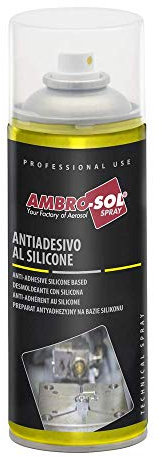 Ambro-Sol - I250 Antiadesivo al Silicone, Lubrificante, Lucidante, Protettivo e Perfetto come Distaccante, Bomboletta Spray in Banda Stagnata 100% Riciclabile all'Infinito da 400 ml