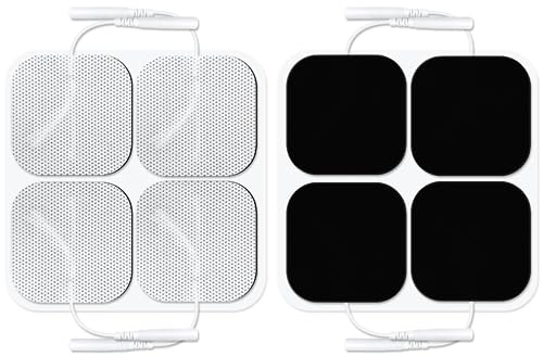 Easy@Home TENS EMS Elektroden Pads 5x5 cm: 8 x wiederverwendbare Klebeelektroden für TENS Geräte & EMS Trainer Sehr gute Haft - & Leitfähigkeit für die Elektrotherapie
