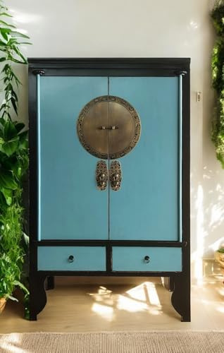 Opium-Outlet Meuble Chambre Salon Commode Sideboard Console Buffet chiffonnier Cabinet Armoire de Marriage garderobe Chinois Asiatique Oriental Antique Vintage Shabby-Chic