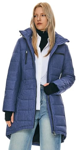 Orolay Women's Down Jacket Coat Mid-Length Blue S