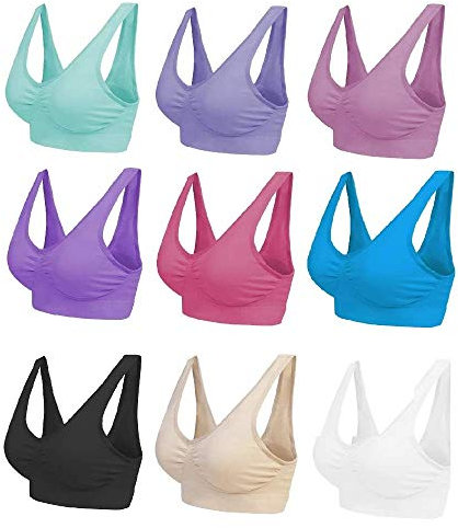 Blu Apparel Multipack Seamless Comfort Bras Sleep Bras Sizes 8-24 Not Padded Wireless (UK, Alpha, XL, Regular, Regular, All 9 Colours)