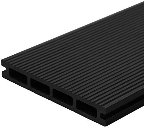 HORI WPC-Terrassendiele Komplettset Hohlkammer Komplettbausatz Terrassenplatten Premium Terrassenboden Garten I Fläche: 5 m² I 5,20 m Dielenlänge I Anthrazit