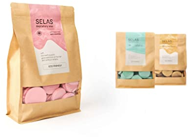 Enthaarungswachs 1Kg SELAS. Zur Auswahl stehen Natur, Hagebutte oder Aloe Vera. Hergestellt aus natürlichen und nachhaltigen Produkten. (Hagebutte). Brazilian waxing wachs, hartwachs discs.