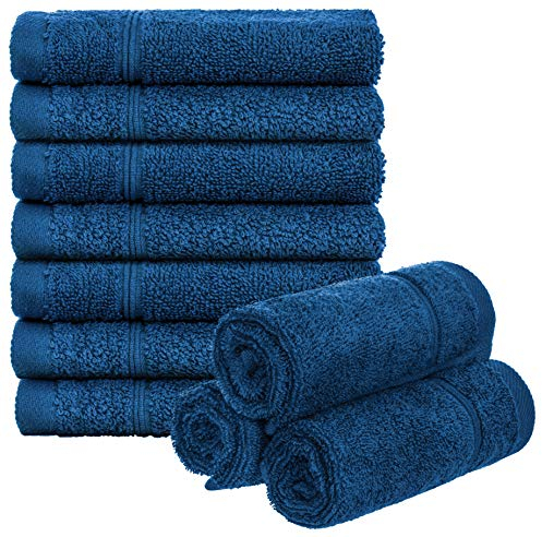 Brandsseller 10er Set Seiftuch 30 x 30 cm Waschlappen Frottier Seiflappen Gästehandtuch mit Aufhänger Baumwolle 470 g/m² Bad Haushalt - Blau