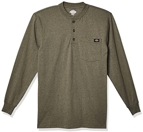 Cherokee Manga Larga Pesado Comley Manga Prida E Pesadolangärmeliges Henley-Design. Camisa Hombre, Verde Militar Chiné, 3XL