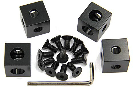 Befenybay Lot de 4 supports d'angle pour profilé d'extrusion en aluminium Noir 20 x 20 x 20 mm
