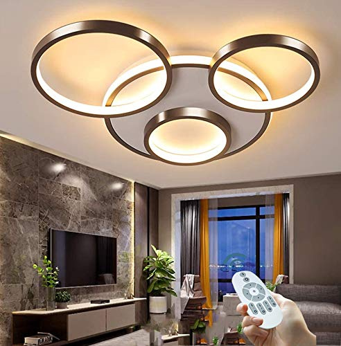 Deckenleuchte LED Modern Groß Wohnzimmerlampe Dimmbar Fernbedienung Deckenlampe Ring Design Decke Schlafzimmerlampe Deckenlicht Acryl Lampenschirm Esszimmer Küche Leuchte Büro Pendelleuchte,4 heads