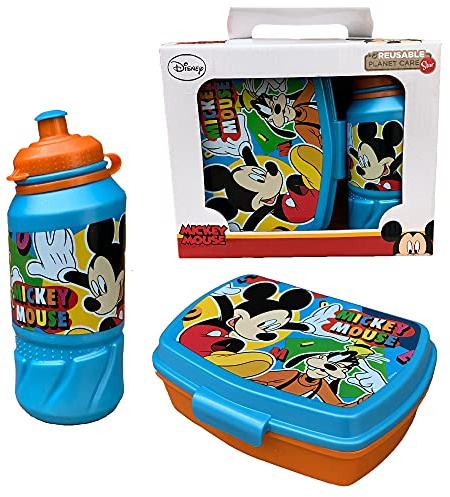 Set Mickey Mouse Disney Topolino Borraccia Sport + PORTAMERENDA in Confezione - ST50173
