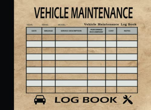 Vehicle Maintenance Log Book: Car Repair Journal - Repair and Service Log Book for Cars, RV, Trucks & Motorcycles, Small Size 8.25x6