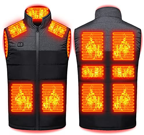 Heated Vest for Men Women, USB Electric Rechargeable Jacket 11 Heating Warming Vests for Fishing Hunting, Gray, M