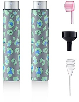 IRON BILL 8ML Leopard Print Portable Mini Perfume Atomizer Bottles, Empty Refillable Spray Bottle for Fragrances, Pocket Travel Cologne Bottles (2 PCS, Grey)