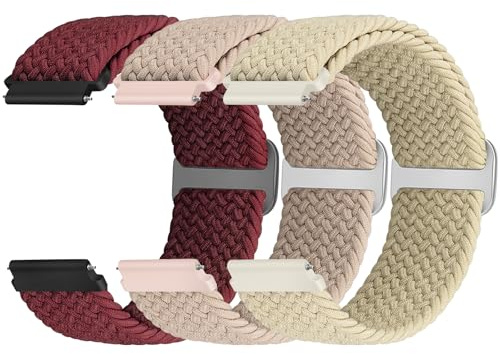 22mm Braided Strap Quick Release Compatible with Samsung Galaxy Watch 3 45mm/Garmin Venu 4 45mm/3 45mm/Venu 2/Vivoactive 4/Forerunner 570(47mm)/255/265/Amazfit Helio/Bip 6/5/Balance 2 for Women Men