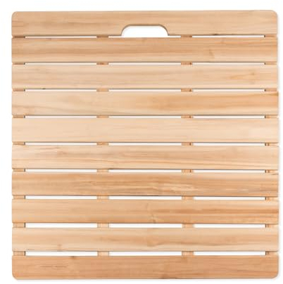 KDDEON Mehrzweck Bambus Badematte,Duschmatte Badvorleger,Natürliche Holz Badematte,Duckboard-Badematte,Küchen-Bambusboden Lattenrost,Rechteckige wasserdichte Badewannen Bodenrost (50x75cm/20x30in)