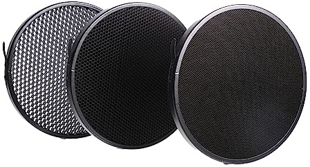 Grille en Nid D’Abeille pour Flash, 1 Set Noir en Alliage D’Aluminium | Contrôle Précis du Faisceau, Ouverture Rapide, Tab de Dégagement et Ressort de Fixation
